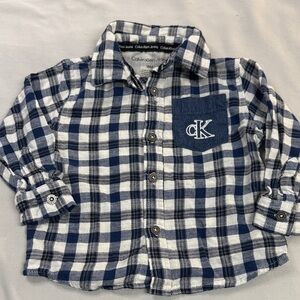 Calvin Klein - Kids Navy and White Checkered Button Down Shirt
